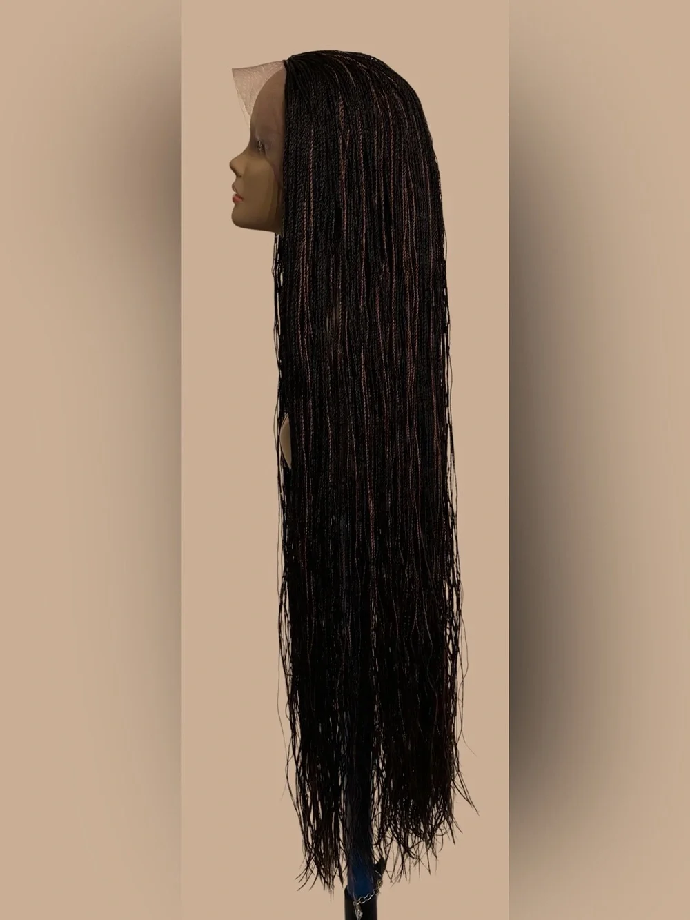Synthetic Micro Twist Lace Front Wig in Black with Copper Highlights